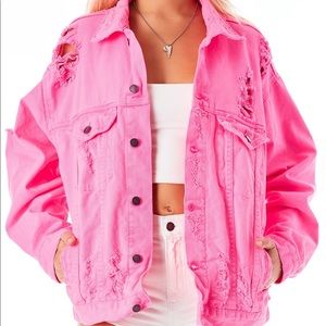 NWOT LF Stores Audrey Denim Jacket - Fuchsia